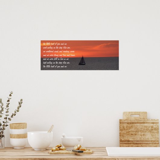 Sailboat At Sea At Sunset Poster ポスター (キッチン)