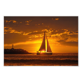 Sailboat at Sunset - Marina Del Rey, CA フォトプリント