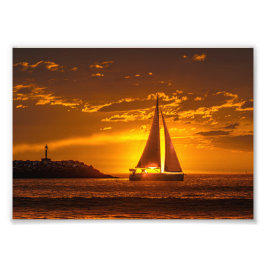 Sailboat at Sunset - Marina Del Rey, CA フォトプリント