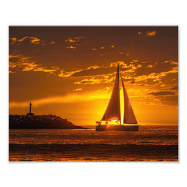 Sailboat at Sunset - Marina Del Rey, CA フォトプリント