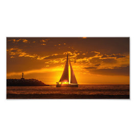 Sailboat at Sunset - Marina Del Rey, CA フォトプリント