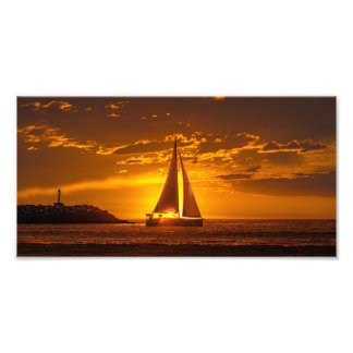 Sailboat at Sunset - Marina Del Rey, CA フォトプリント