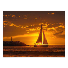 Sailboat at Sunset - Marina Del Rey, CA フォトプリント