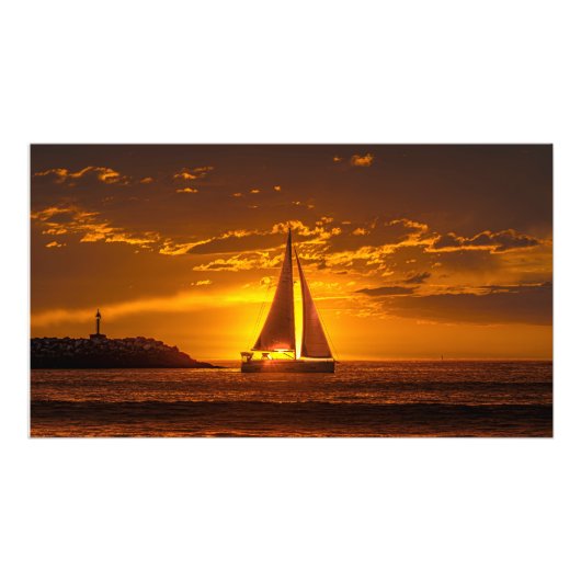Sailboat at Sunset - Marina Del Rey, CA フォトプリント (正面)