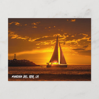 Sailboat at Sunset - Marina Del Rey, CA ポストカード