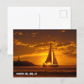 Sailboat at Sunset - Marina Del Rey, CA ポストカード (正面/裏面)