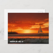 Sailboat at Sunset - Marina Del Rey, CA ポストカード (正面/裏面)