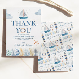 Sailboat Baby Shower航海のに感謝 サンキューカード