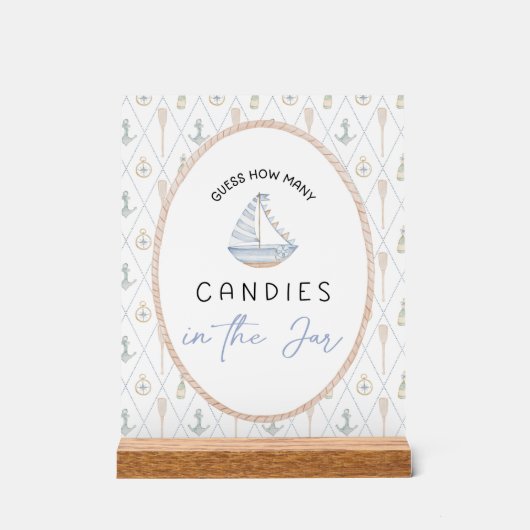 Sailboat Baby Shower Games - Candy Jar Guessing  アクリルサイン (正面)