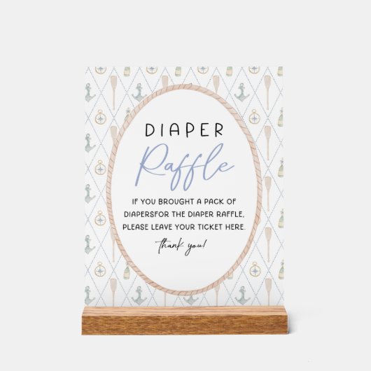 Sailboat Baby Shower Games - Diaper Raffle Sign アクリルサイン (正面)