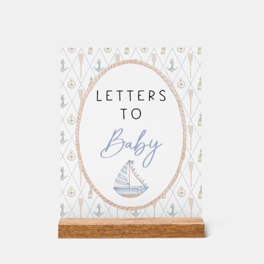 Sailboat Baby Shower Games - Letters to Baby アクリルサイン (正面)