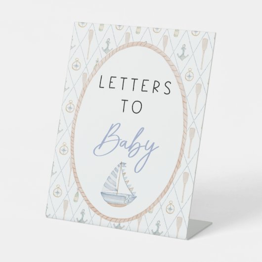 Sailboat Baby Shower Games - Letters to Baby 台座サイン (正面)