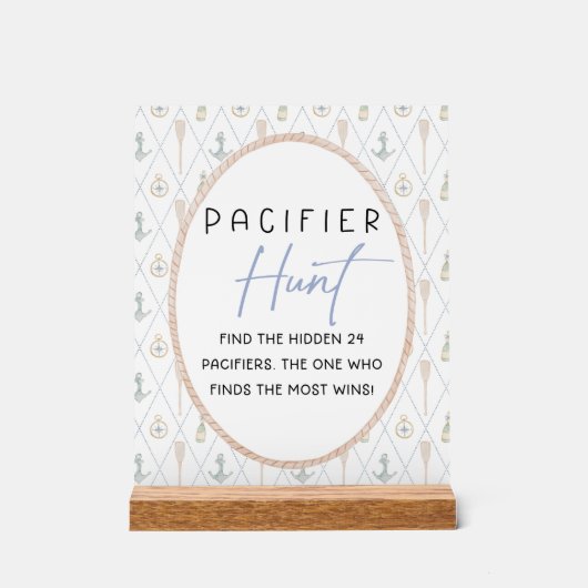Sailboat Baby Shower Games - Pacifier Hunt アクリルサイン (正面)