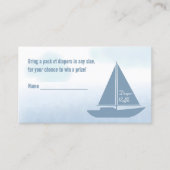 Sailboat Blue Boy Baby Shower Diaper Raffle エンクロージャーカード (正面)