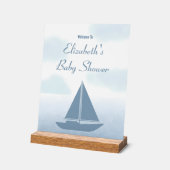 Sailboat Blue Watercolor Boy Baby Shower アクリルサイン (傾斜)