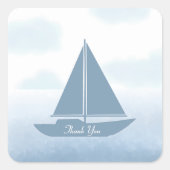 Sailboat Blue Watercolor Boy Baby Shower スクエアシール (正面)
