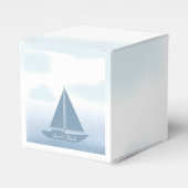 Sailboat Blue Watercolor Boy Baby Shower フェイバーボックス (正面サイド)