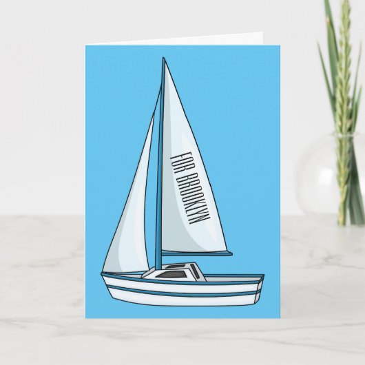 Sailboat cartoon illustration カード (正面)