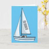 Sailboat cartoon illustration カード (黄色い花)