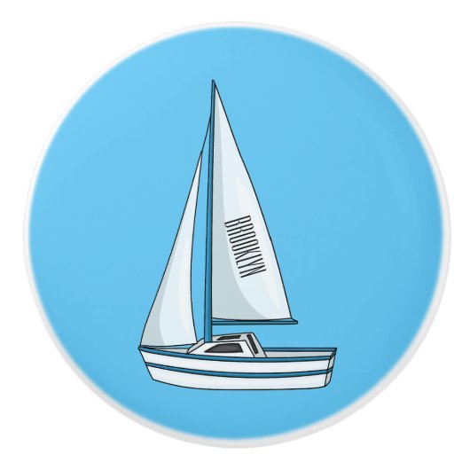 Sailboat cartoon illustration  セラミックノブ (正面)