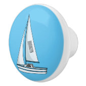 Sailboat cartoon illustration  セラミックノブ (右)