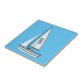 Sailboat cartoon illustration タイル (側面)