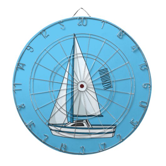 Sailboat cartoon illustration ダーツボード (正面)