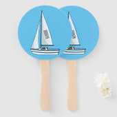 Sailboat cartoon illustration  ハンドファン (正面&裏面)