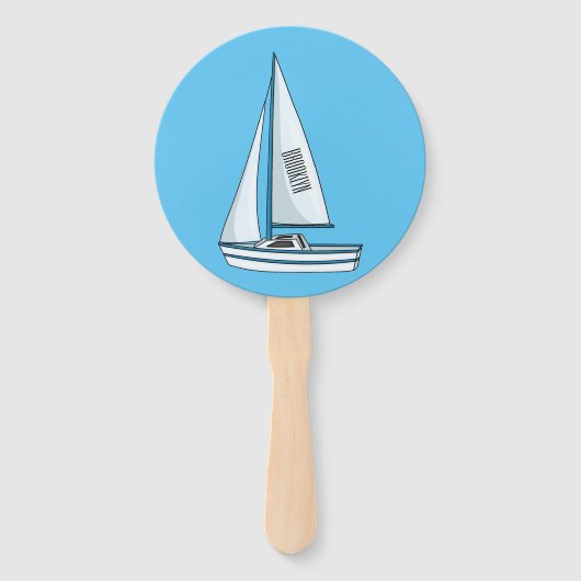 Sailboat cartoon illustration  ハンドファン (正面)