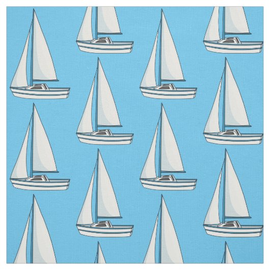 Sailboat cartoon illustration ファブリック (見本)