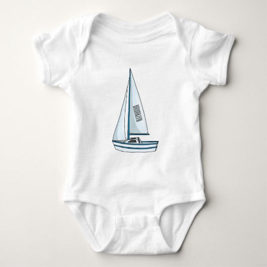 Sailboat cartoon illustration ベビーボディスーツ (正面)