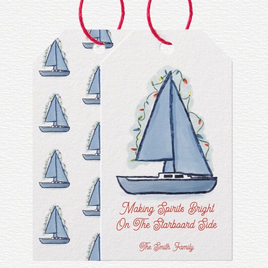 Sailboat Christmas Card ギフトタグ