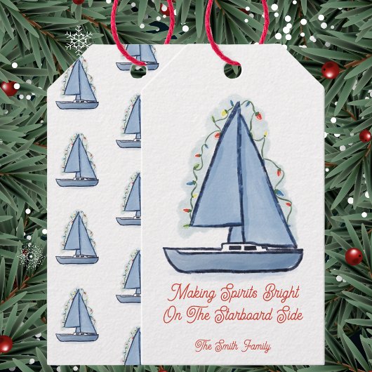 Sailboat Christmas Card ギフトタグ
