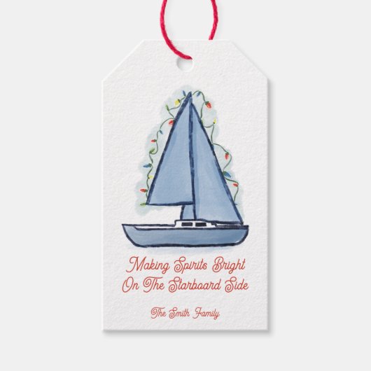 Sailboat Christmas Card ギフトタグ (正面)