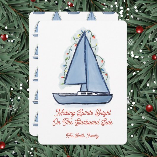 Sailboat Christmas Card 招待状