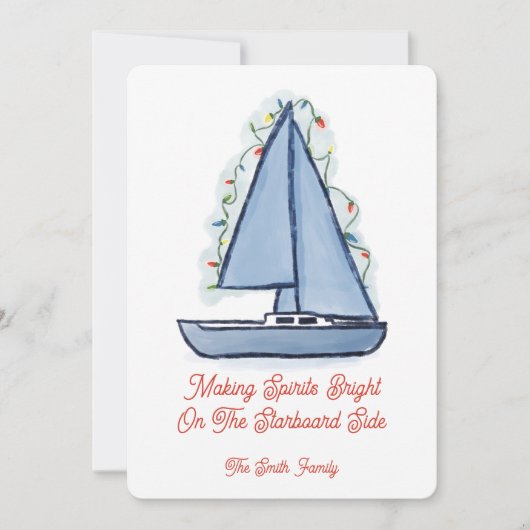 Sailboat Christmas Card 招待状 (正面)
