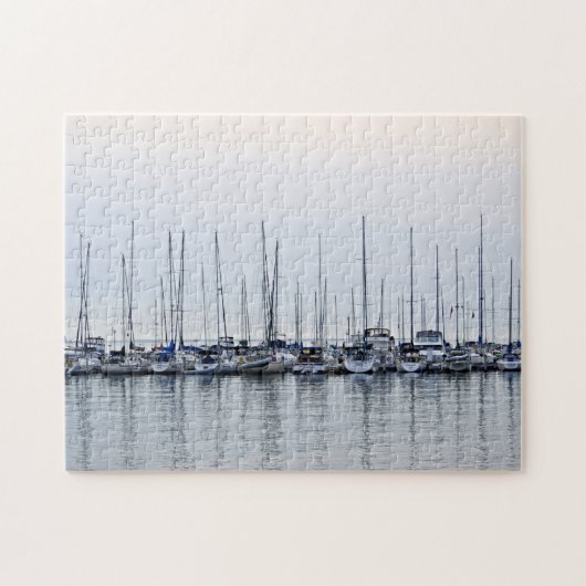 Sailboat Harbor Reflection - Bayfield, WI - 11x14 ジグソーパズル (横)