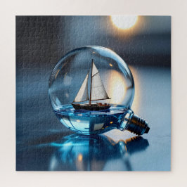 Sailboat in a Lightbulb Ai Art ジグソーパズル