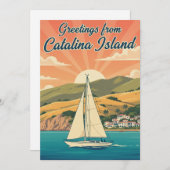 Sailboat in Avalon Catalina Island California シーズンカード (正面/裏面)