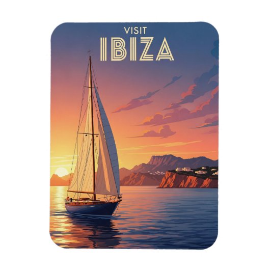 Sailboat in Ibiza Spain Travel マグネット (縦)