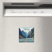 Sailboat in Norway Fjord マグネット (インサイチュ (食洗機))