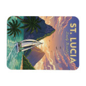 Sailboat in St. Lucia Caribbean travel マグネット (横)