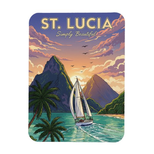 Sailboat in St. Lucia Caribbean travel マグネット (縦)