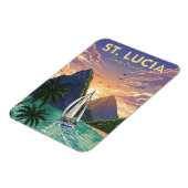 Sailboat in St. Lucia Caribbean travel マグネット (左側)