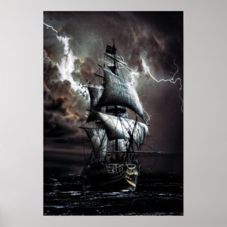 Sailboat in the storm ポスター