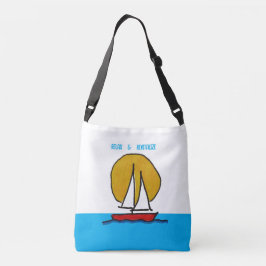 Sailboat in the Sun White and Blue Background クロスボディバッグ