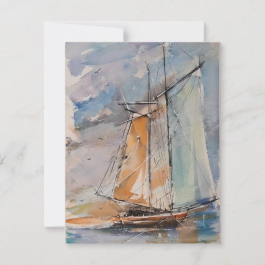 Sailboat In Watercolors シーズンカード (正面)