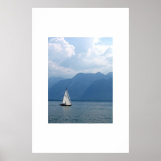 Sailboat, Lake Geneva, Switzerland ポスター