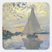 Sailboat Le Petit-Gennevilliers by Claude Monet スクエアシール (正面)