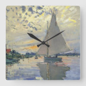 Sailboat Le Petit-Gennevilliers by Claude Monet スクエア壁時計 (正面)